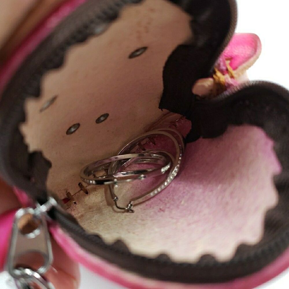 Pink Bunny Rabbit Coin Purse Cute Handmade Leather Small Wallet Kawaii Zip Pouch - Picture 8 of 14
